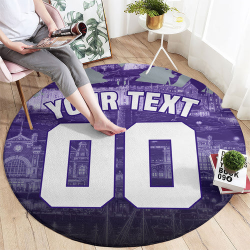Personalised Fremantle Dockers Football Round Carpet Anime Warrior Manga Style Lightning Bolt Cityscape