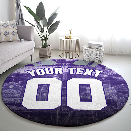 Personalised Fremantle Dockers Football Round Carpet Anime Warrior Manga Style Lightning Bolt Cityscape