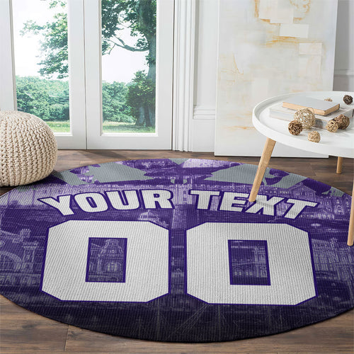 Personalised Fremantle Dockers Football Round Carpet Anime Warrior Manga Style Lightning Bolt Cityscape
