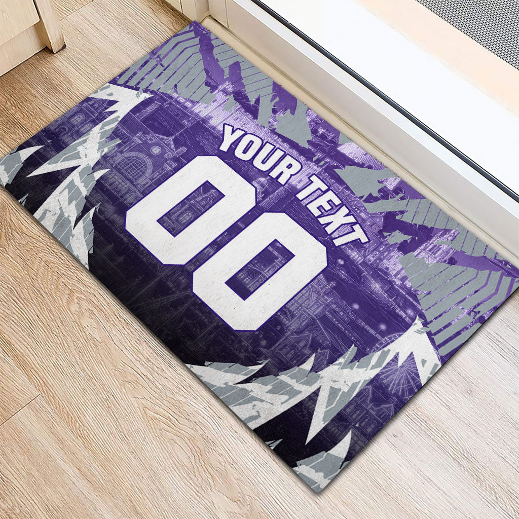 Personalised Fremantle Dockers Football Rubber Doormat Anime Warrior Manga Style Lightning Bolt Cityscape