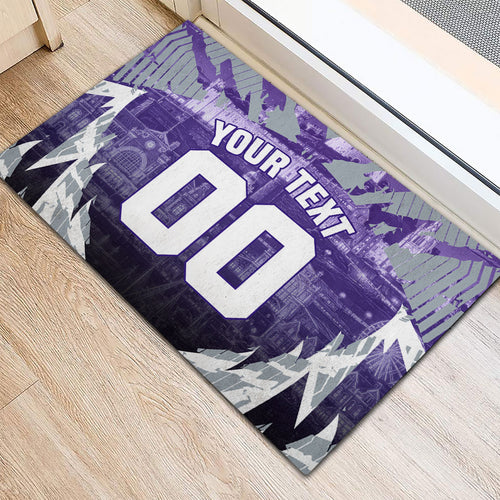 Personalised Fremantle Dockers Football Rubber Doormat Anime Warrior Manga Style Lightning Bolt Cityscape