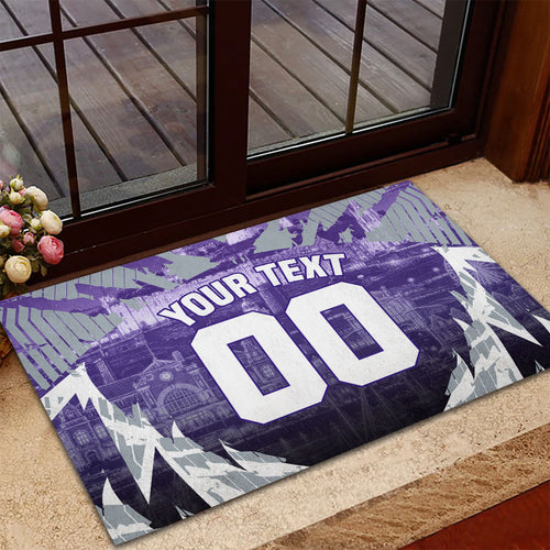 Personalised Fremantle Dockers Football Rubber Doormat Anime Warrior Manga Style Lightning Bolt Cityscape