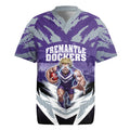 Personalised Fremantle Dockers Football Rugby Jersey Anime Warrior Manga Style Lightning Bolt Cityscape
