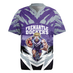 Personalised Fremantle Dockers Football Rugby Jersey Anime Warrior Manga Style Lightning Bolt Cityscape