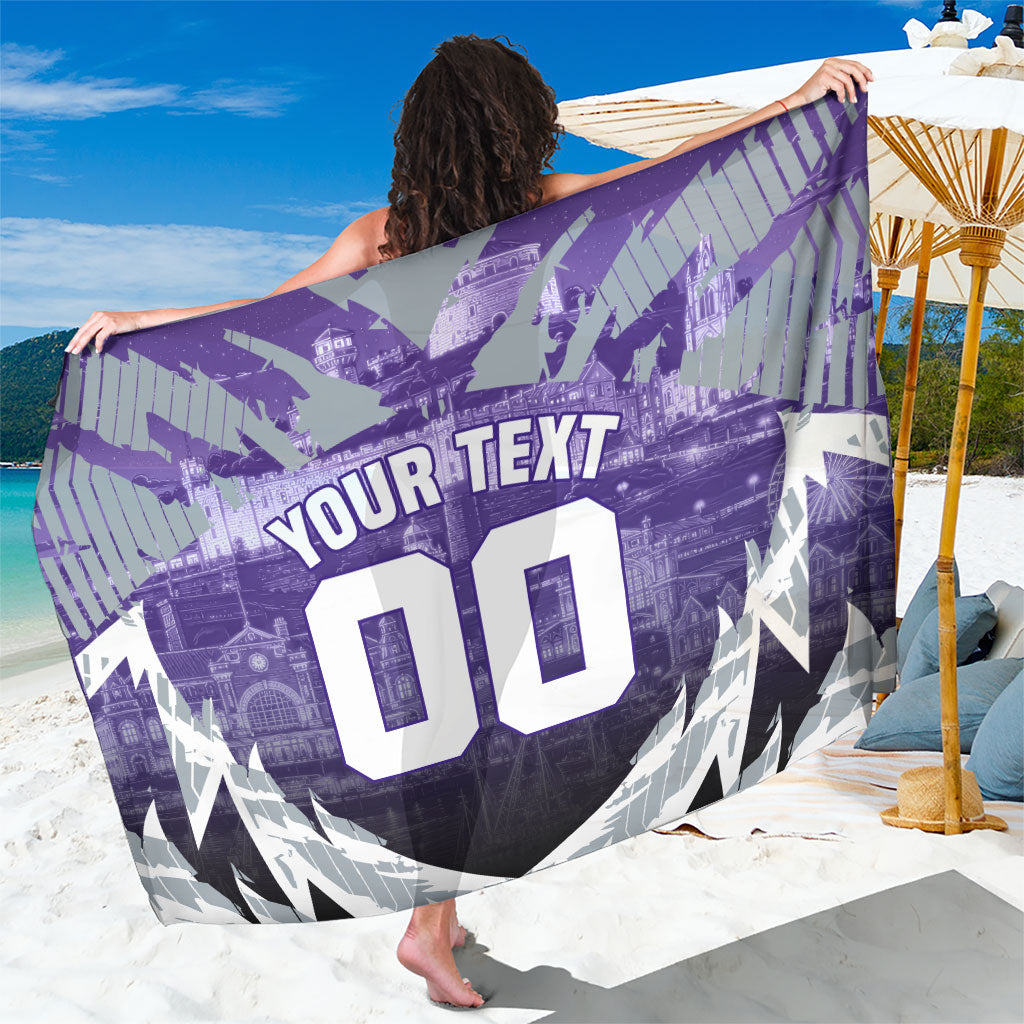 Personalised Fremantle Dockers Football Sarong Anime Warrior Manga Style Lightning Bolt Cityscape