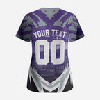 Personalised Fremantle Dockers Football Scrub Top Anime Warrior Manga Style Lightning Bolt Cityscape
