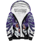 Personalised Fremantle Dockers Football Sherpa Hoodie Anime Warrior Manga Style Lightning Bolt Cityscape