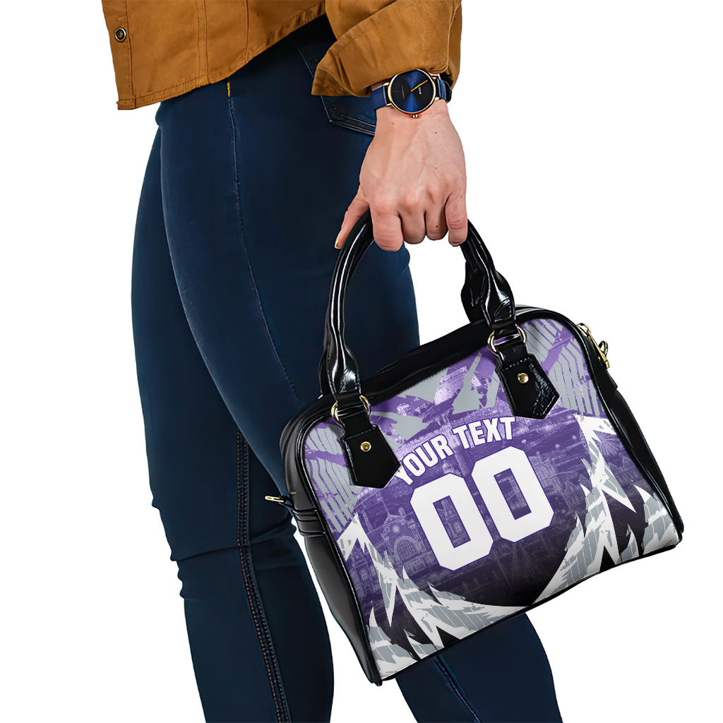 Personalised Fremantle Dockers Football Shoulder Handbag Anime Warrior Manga Style Lightning Bolt Cityscape