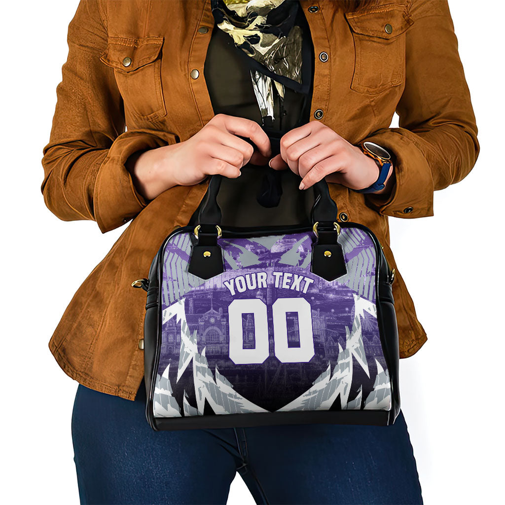 Personalised Fremantle Dockers Football Shoulder Handbag Anime Warrior Manga Style Lightning Bolt Cityscape