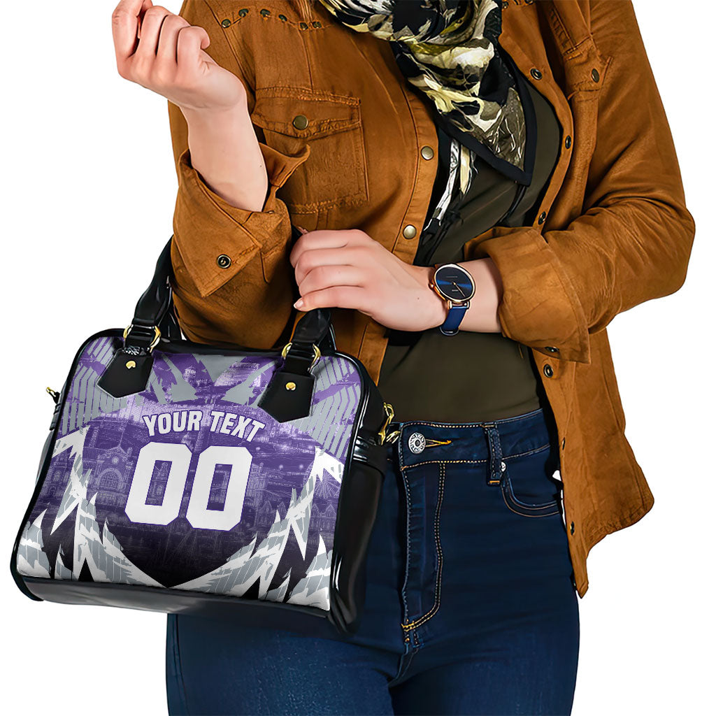 Personalised Fremantle Dockers Football Shoulder Handbag Anime Warrior Manga Style Lightning Bolt Cityscape