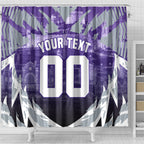 Personalised Fremantle Dockers Football Shower Curtain Anime Warrior Manga Style Lightning Bolt Cityscape