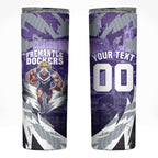 Personalised Fremantle Dockers Football Skinny Tumbler Anime Warrior Manga Style Lightning Bolt Cityscape