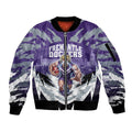 Personalised Fremantle Dockers Football Sleeve Zip Bomber Jacket Anime Warrior Manga Style Lightning Bolt Cityscape