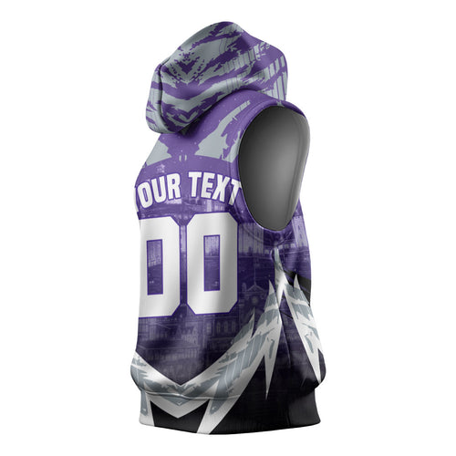 Personalised Fremantle Dockers Football Sleeveless Hoodie Anime Warrior Manga Style Lightning Bolt Cityscape
