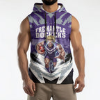 Personalised Fremantle Dockers Football Sleeveless Hoodie Anime Warrior Manga Style Lightning Bolt Cityscape