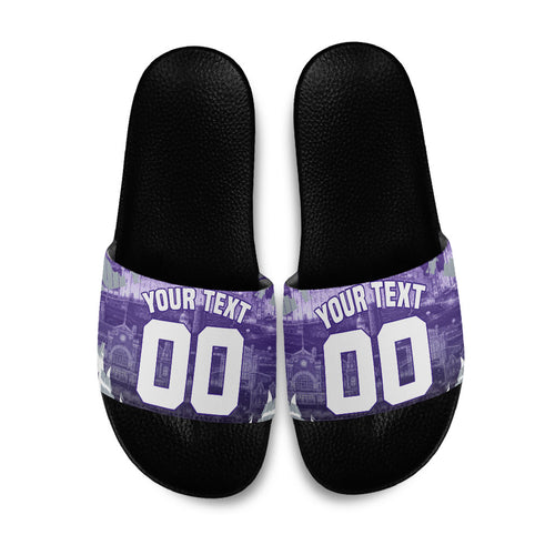 Personalised Fremantle Dockers Football Slide Sandals Anime Warrior Manga Style Lightning Bolt Cityscape
