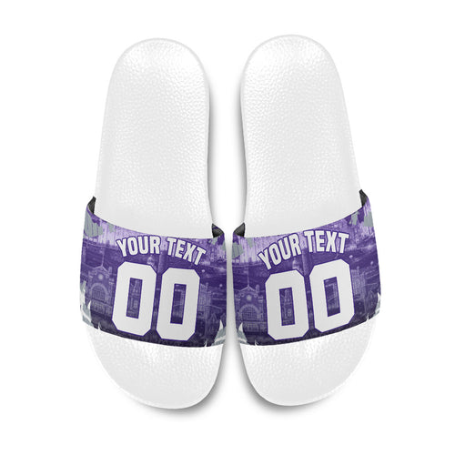 Personalised Fremantle Dockers Football Slide Sandals Anime Warrior Manga Style Lightning Bolt Cityscape