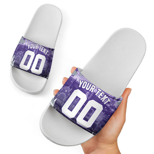 Personalised Fremantle Dockers Football Slide Sandals Anime Warrior Manga Style Lightning Bolt Cityscape