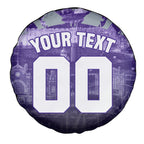Personalised Fremantle Dockers Football Spare Tire Cover Anime Warrior Manga Style Lightning Bolt Cityscape