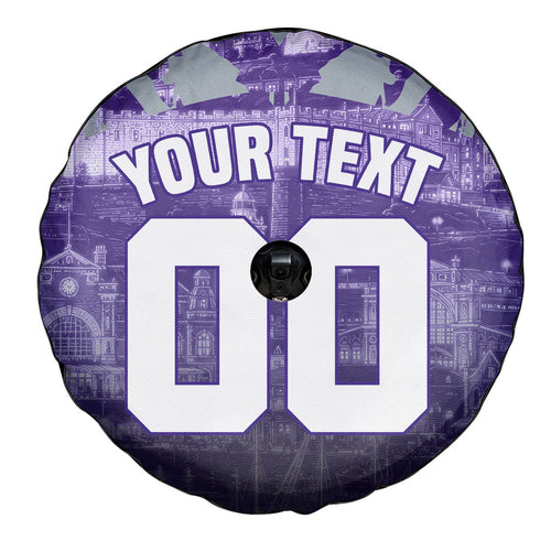Personalised Fremantle Dockers Football Spare Tire Cover Anime Warrior Manga Style Lightning Bolt Cityscape