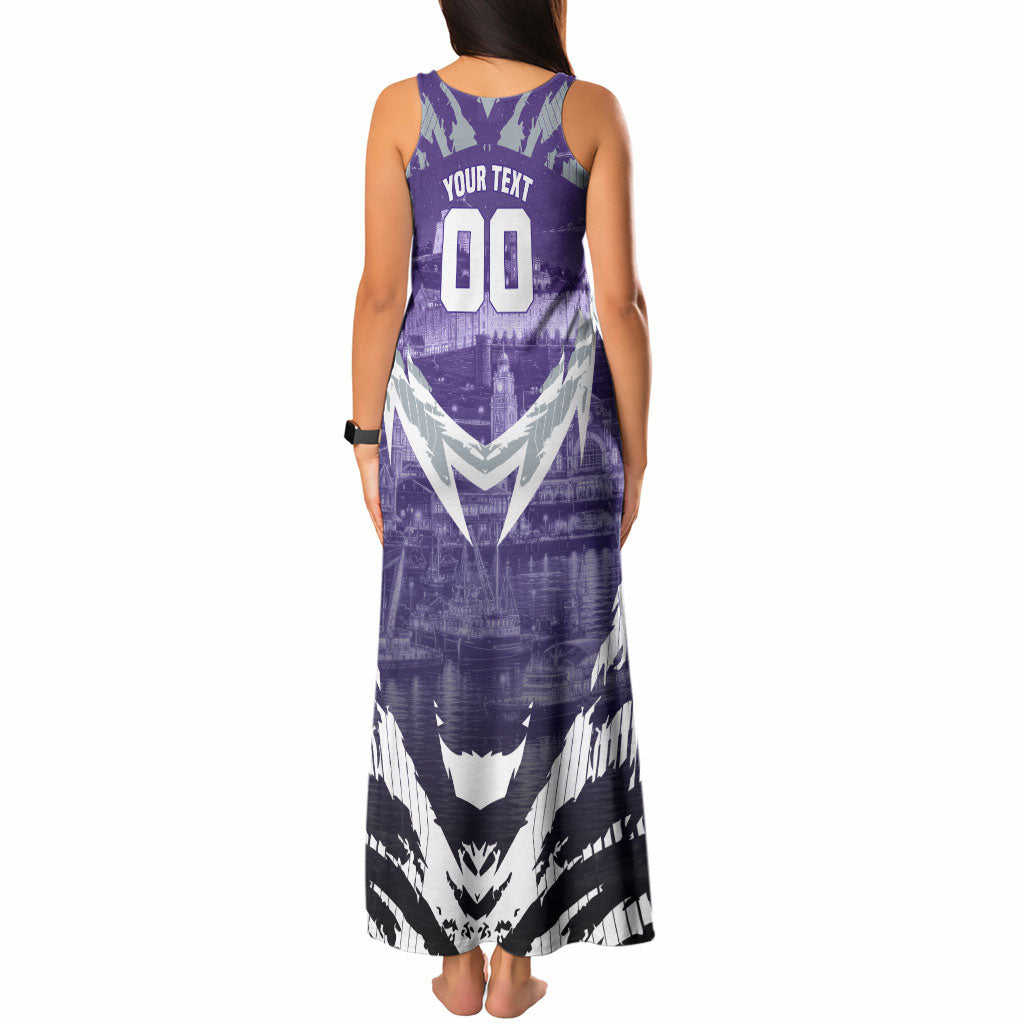 Personalised Fremantle Dockers Football Tank Maxi Dress Anime Warrior Manga Style Lightning Bolt Cityscape
