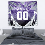Personalised Fremantle Dockers Football Tapestry Anime Warrior Manga Style Lightning Bolt Cityscape