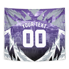 Personalised Fremantle Dockers Football Tapestry Anime Warrior Manga Style Lightning Bolt Cityscape
