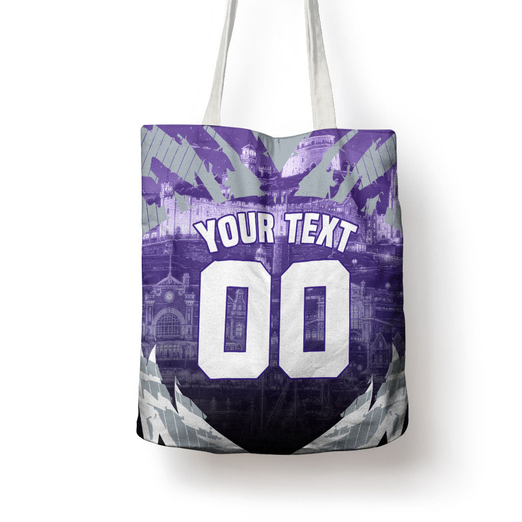 Personalised Fremantle Dockers Football Tote Bag Anime Warrior Manga Style Lightning Bolt Cityscape