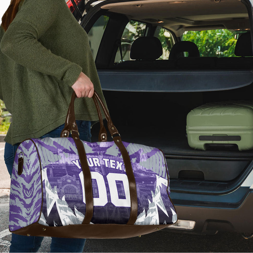 Personalised Fremantle Dockers Football Travel Bag Anime Warrior Manga Style Lightning Bolt Cityscape