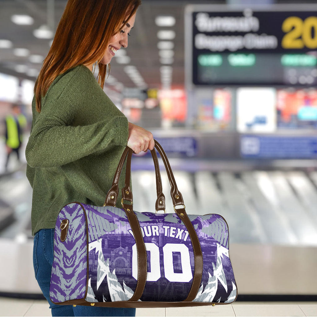 Personalised Fremantle Dockers Football Travel Bag Anime Warrior Manga Style Lightning Bolt Cityscape