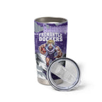 Personalised Fremantle Dockers Football Tumbler Cup Anime Warrior Manga Style Lightning Bolt Cityscape