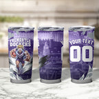 Personalised Fremantle Dockers Football Tumbler Cup Anime Warrior Manga Style Lightning Bolt Cityscape