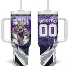 Personalised Fremantle Dockers Football Tumbler With Handle Anime Warrior Manga Style Lightning Bolt Cityscape