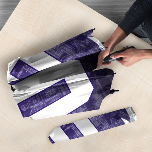 Personalised Fremantle Dockers Football Umbrella Anime Warrior Manga Style Lightning Bolt Cityscape