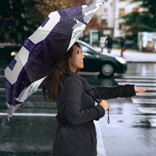 Personalised Fremantle Dockers Football Umbrella Anime Warrior Manga Style Lightning Bolt Cityscape