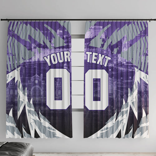Personalised Fremantle Dockers Football Window Curtain Anime Warrior Manga Style Lightning Bolt Cityscape