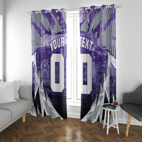 Personalised Fremantle Dockers Football Window Curtain Anime Warrior Manga Style Lightning Bolt Cityscape