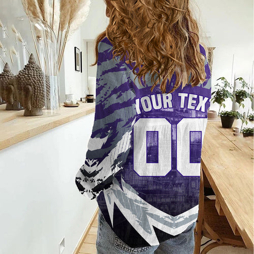 Personalised Fremantle Dockers Football Women Casual Shirt Anime Warrior Manga Style Lightning Bolt Cityscape
