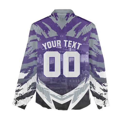 Personalised Fremantle Dockers Football Women Casual Shirt Anime Warrior Manga Style Lightning Bolt Cityscape