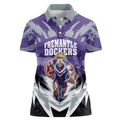 Personalised Fremantle Dockers Football Women Polo Shirt Anime Warrior Manga Style Lightning Bolt Cityscape