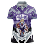 Personalised Fremantle Dockers Football Women Polo Shirt Anime Warrior Manga Style Lightning Bolt Cityscape