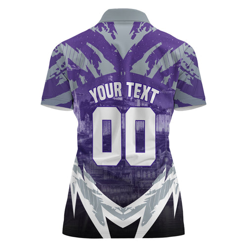Personalised Fremantle Dockers Football Women Polo Shirt Anime Warrior Manga Style Lightning Bolt Cityscape