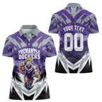 Personalised Fremantle Dockers Football Women Polo Shirt Anime Warrior Manga Style Lightning Bolt Cityscape