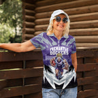 Personalised Fremantle Dockers Football Women Polo Shirt Anime Warrior Manga Style Lightning Bolt Cityscape