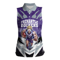 Personalised Fremantle Dockers Football Women Sleeveless Polo Shirt Anime Warrior Manga Style Lightning Bolt Cityscape