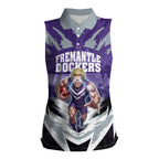 Personalised Fremantle Dockers Football Women Sleeveless Polo Shirt Anime Warrior Manga Style Lightning Bolt Cityscape