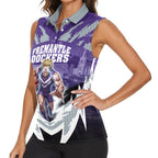 Personalised Fremantle Dockers Football Women Sleeveless Polo Shirt Anime Warrior Manga Style Lightning Bolt Cityscape
