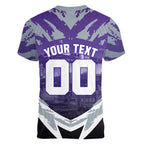 Personalised Fremantle Dockers Football Women V-Neck T-Shirt Anime Warrior Manga Style Lightning Bolt Cityscape