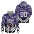 Personalised Fremantle Dockers Football Zip Hoodie Anime Warrior Manga Style Lightning Bolt Cityscape