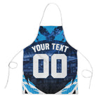 Personalised Geelong Cat Football Apron Electric Blue Mascot Charging Cityscape
